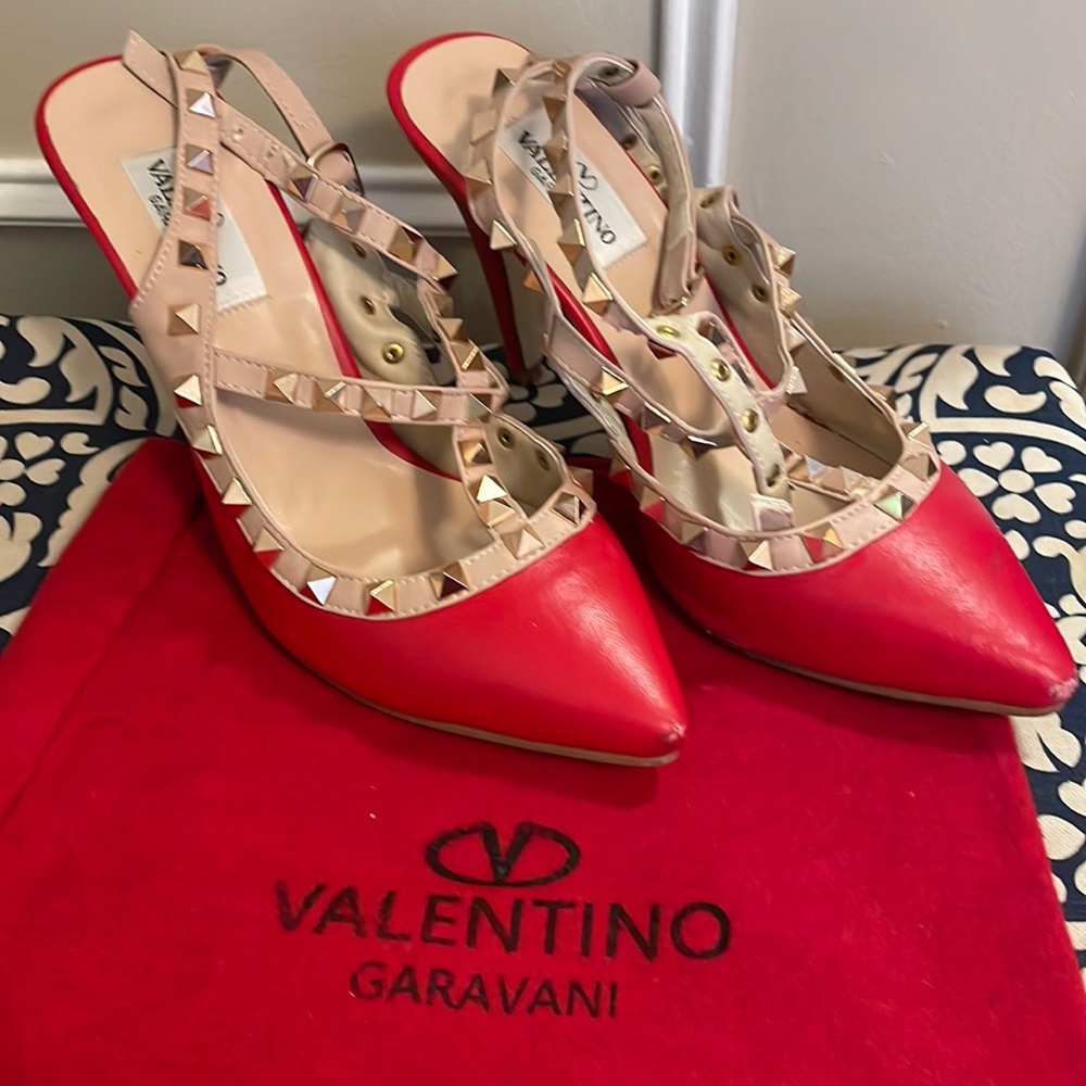 Valentino-inspired red stud heels